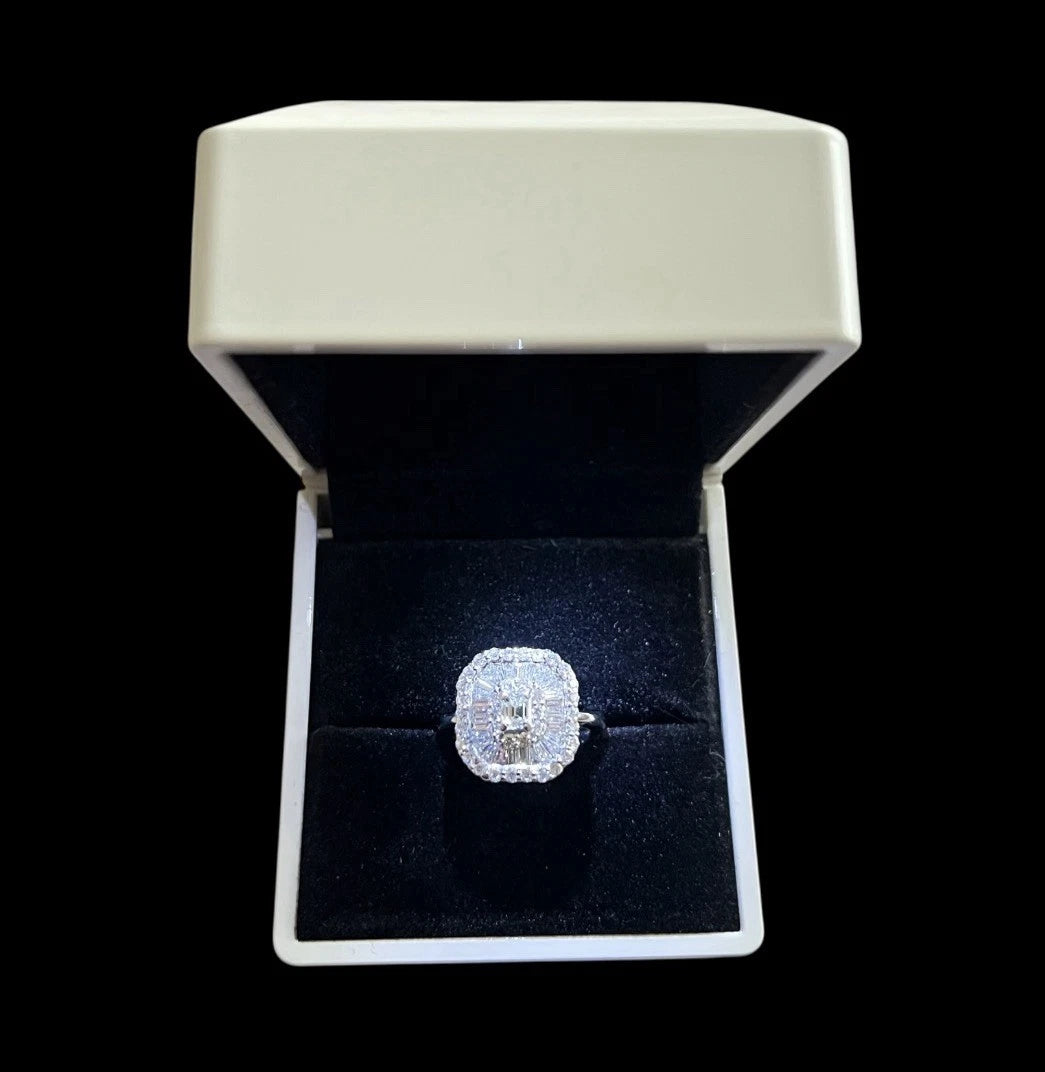 Diamond ring in a jewelry box on a black background