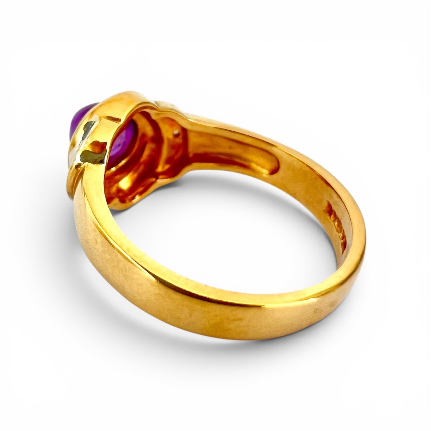 Vintage 9ct Gold Cabochon Amethyst Diamond Ring London 1994 Hallmarked Size M