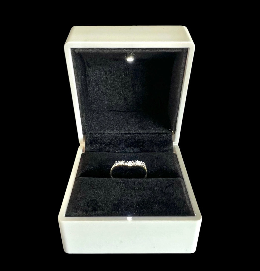 Vintage 9ct Gold Sapphire Wishbone Ring - Seven Stone - Size K 1/2