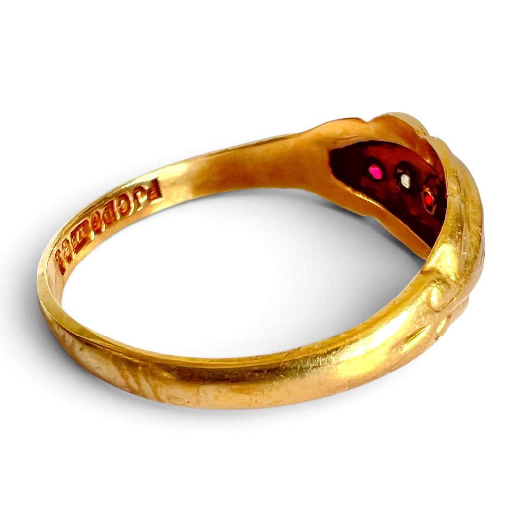 Vintage 1972 9ct Gold Ruby Simulant & White Paste Five Stone Hallmark  Size O