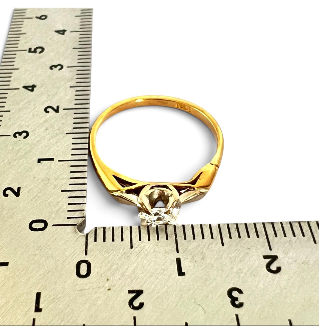 Vintage 18ct Yellow & White Gold Diamond Solitaire Ring 18CT Size K½