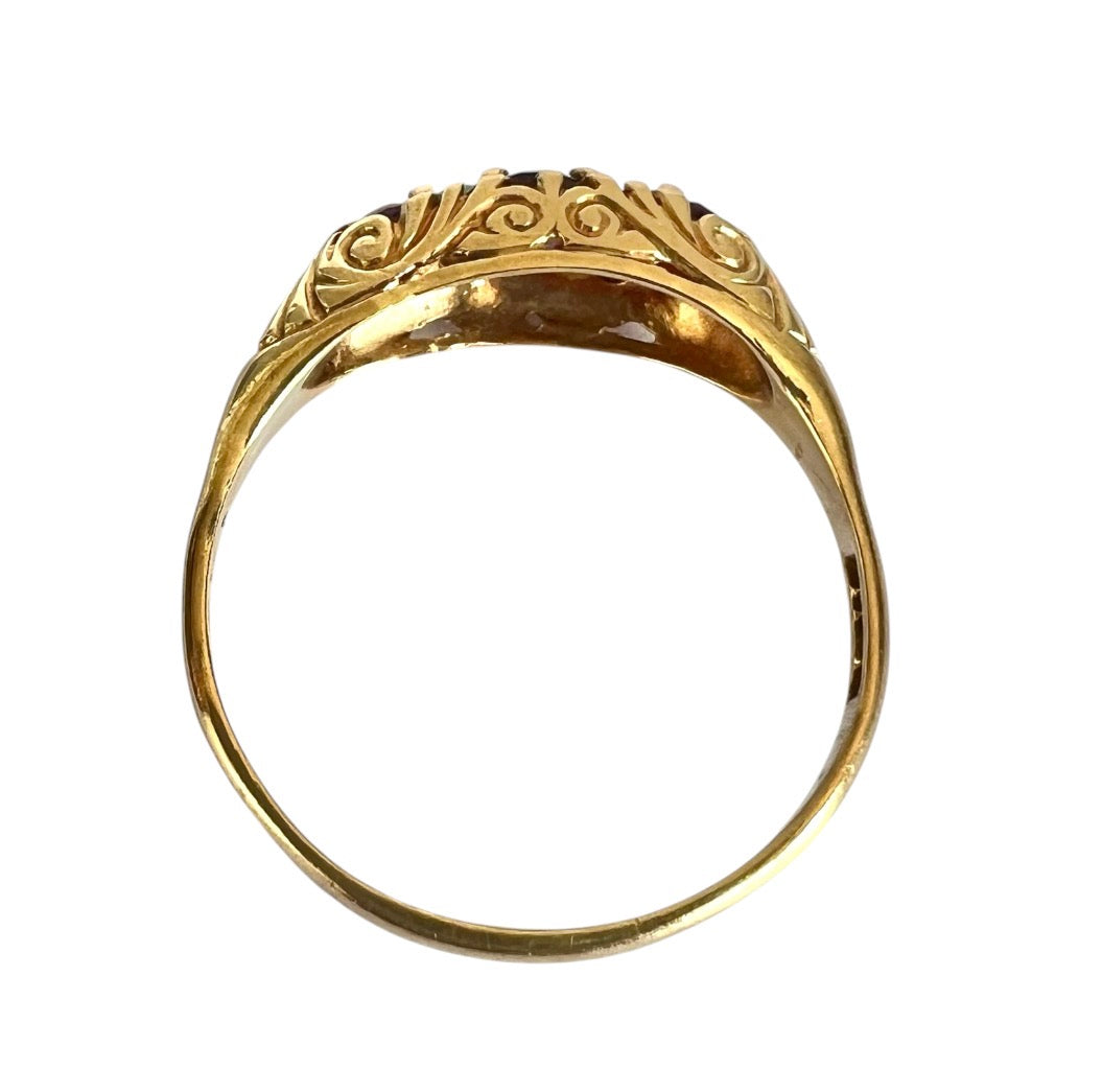 Vintage 9ct Gold Opal & Amethyst Ring – London 1976 – Size U