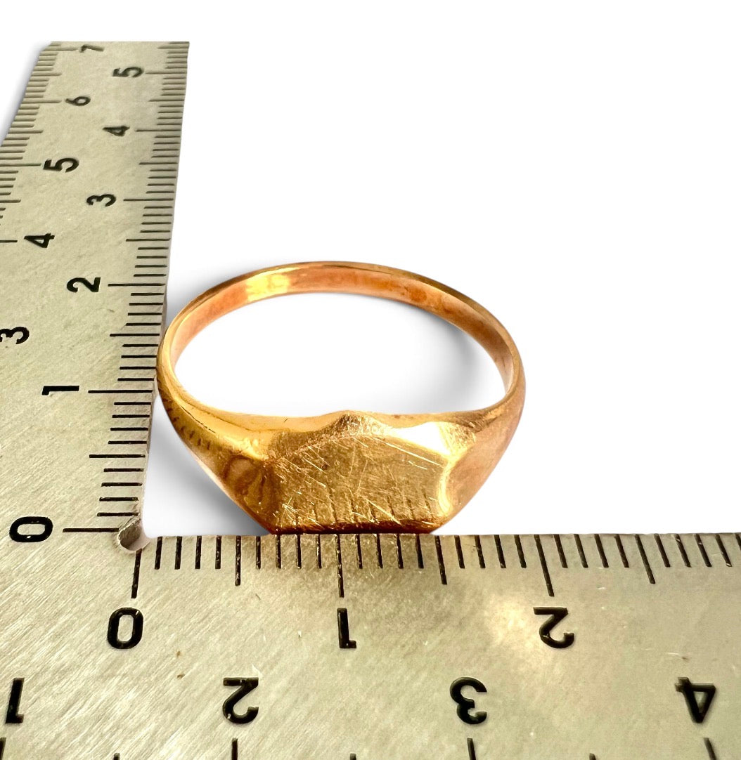 Vintage Yellow Gold Shield Signet Ring 3.04g Engravable Unisex Size S