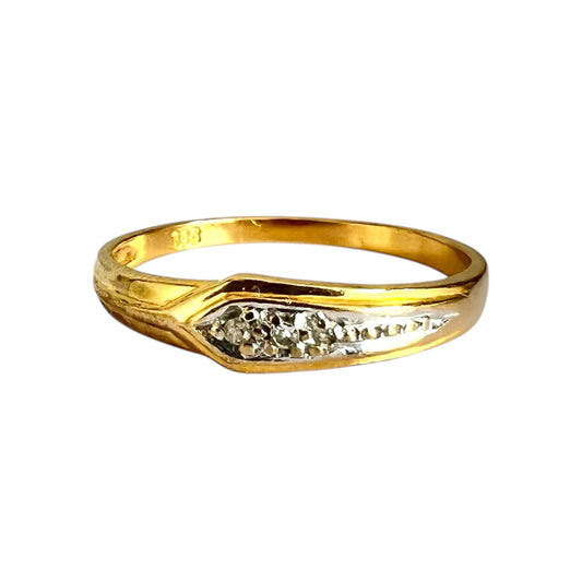 Diamond Twist Ring Vintage 8ct Gold Hallmarked Size J 1/2