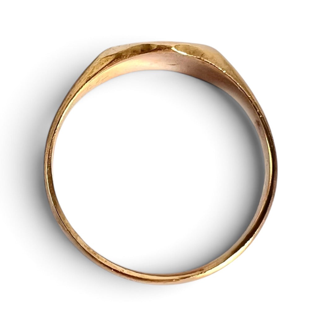 Vintage Yellow Gold Shield Signet Ring 3.04g Engravable Unisex Size S