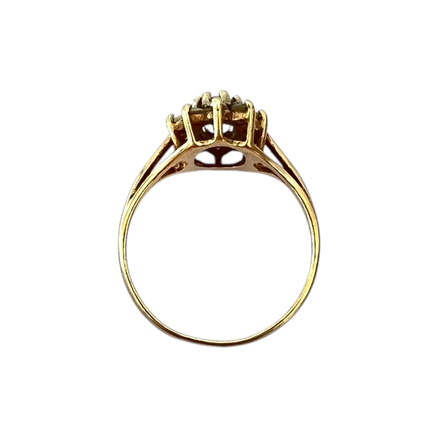 Blue Topaz Flower Cluster Ring Vintage 9ct Gold Size K 1/2