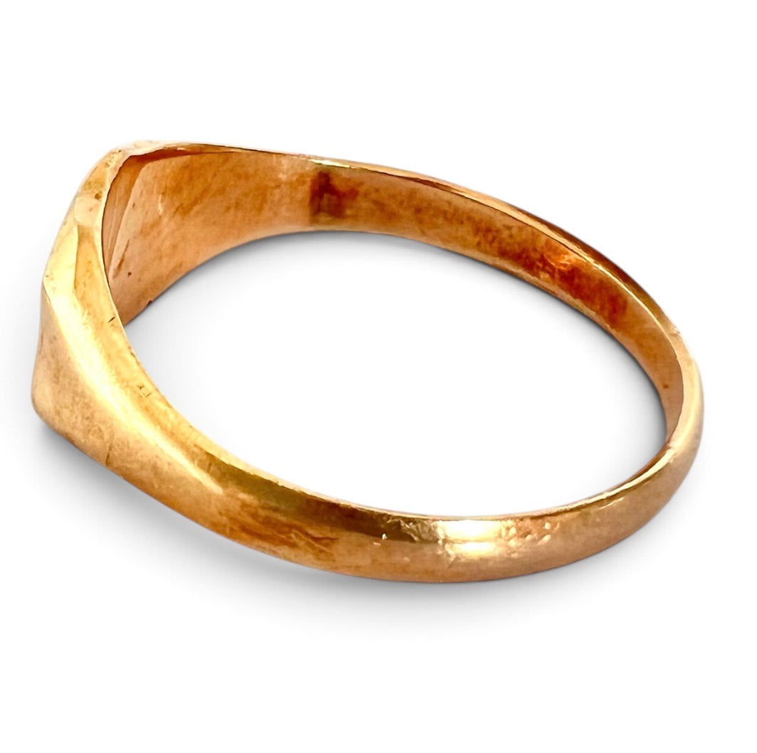 Vintage Yellow Gold Shield Signet Ring 3.04g Engravable Unisex Size S