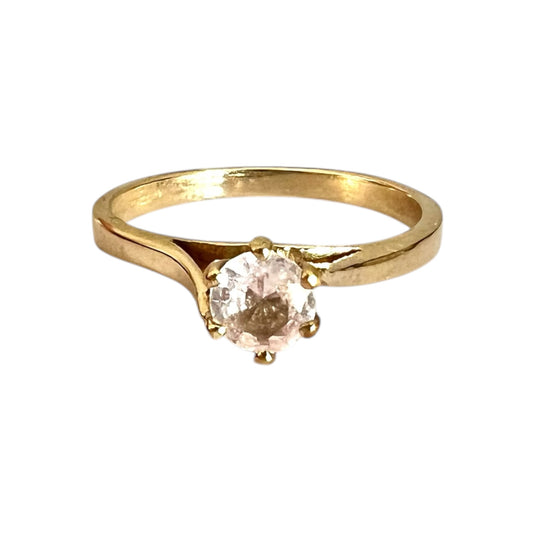 White Sapphire Solitaire Ring - Vintage - 9ct Gold Hallmarked - Size N