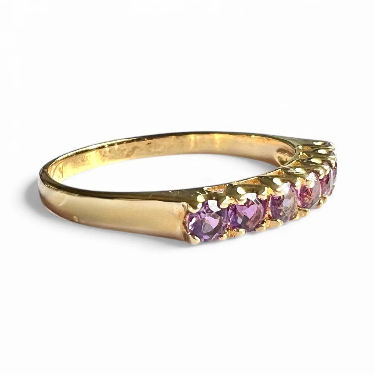 Amethyst Eternity Ring - 9ct Gold - Vintage - Size M 1/2