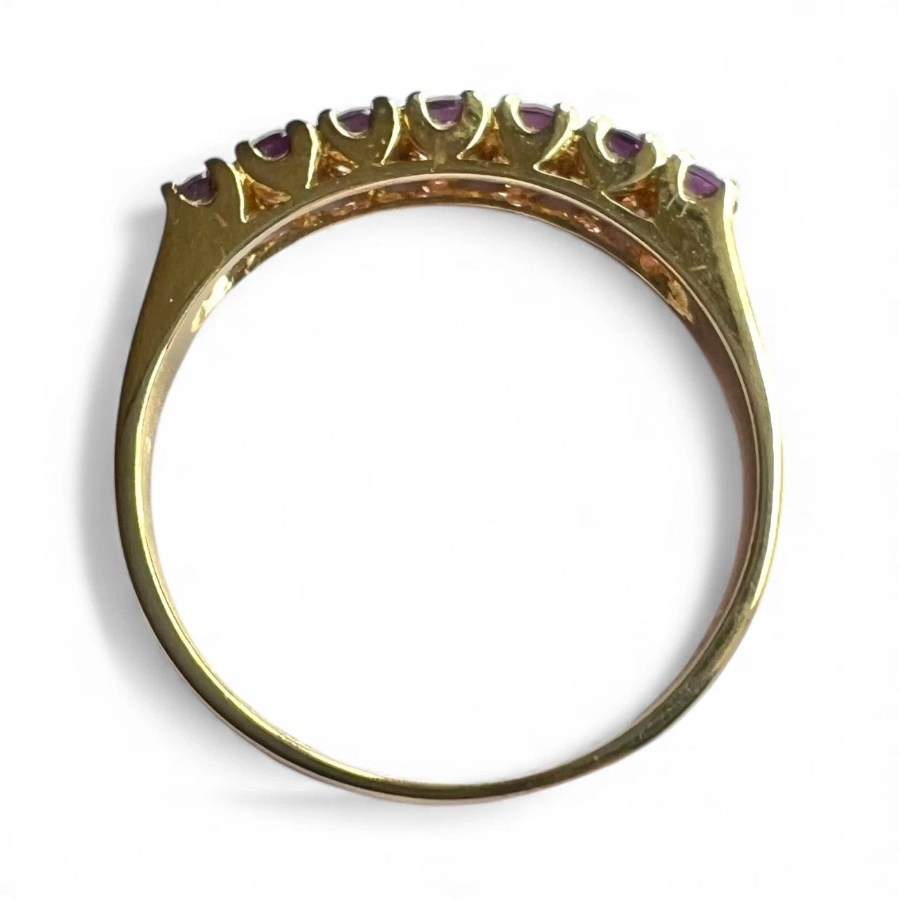 Amethyst Eternity Ring - 9ct Gold - Vintage - Size M 1/2