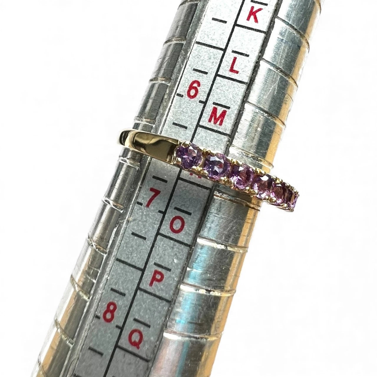 Amethyst Eternity Ring - 9ct Gold - Vintage - Size M 1/2
