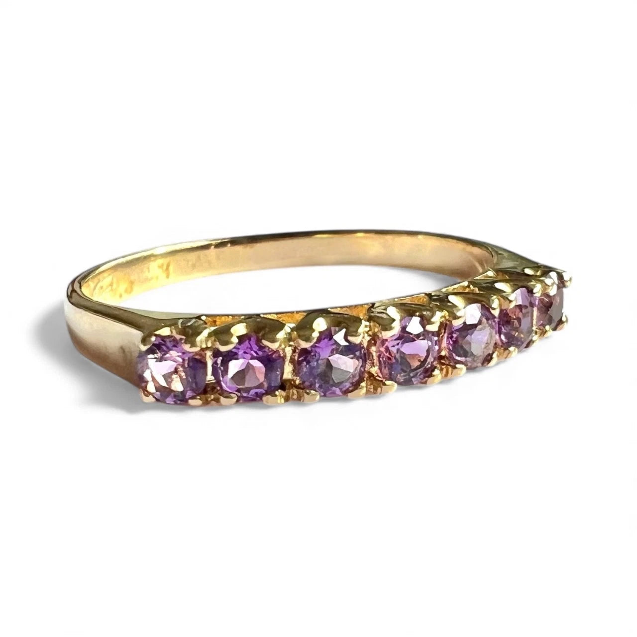 Amethyst Eternity Ring - 9ct Gold - Vintage - Size M 1/2