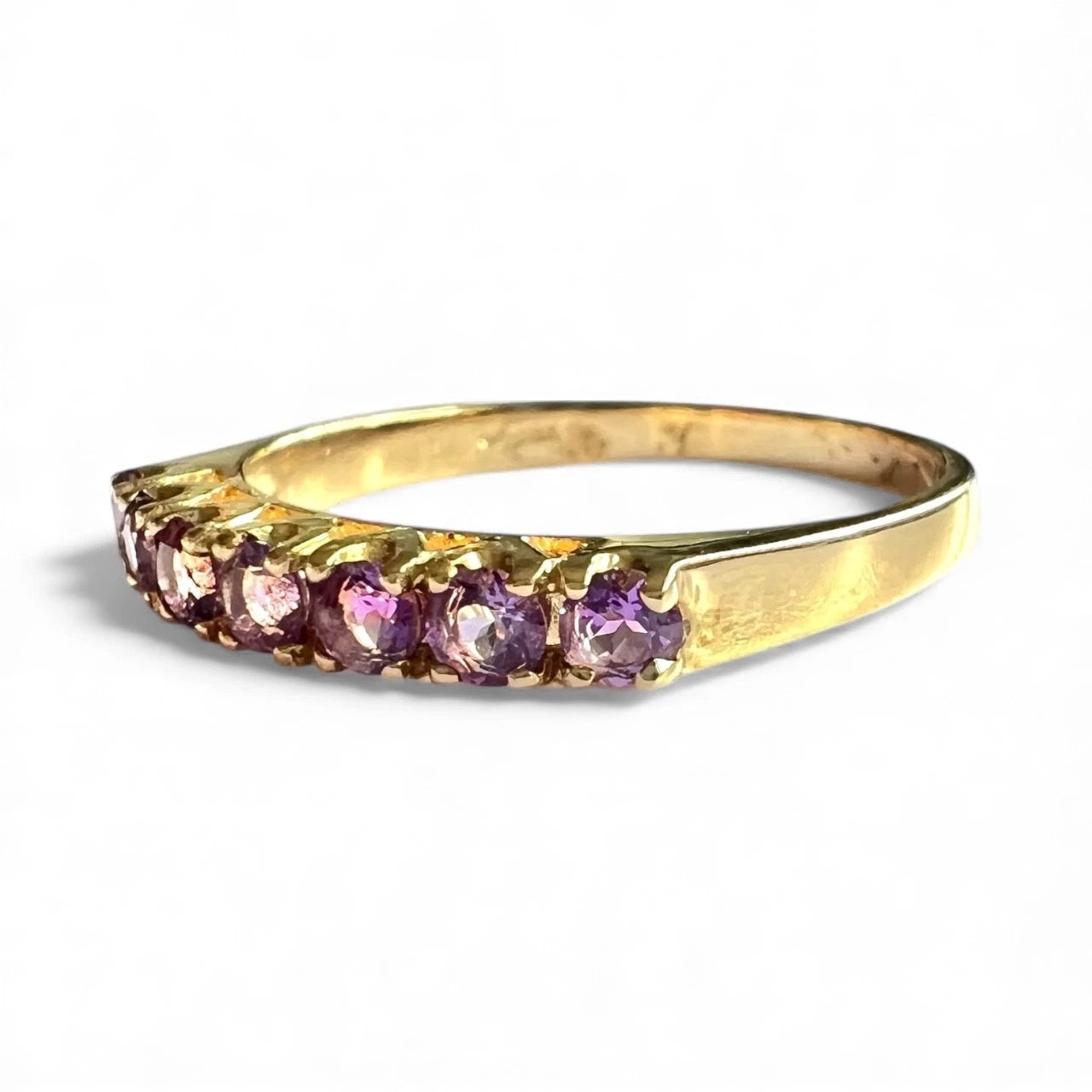 Amethyst Eternity Ring - 9ct Gold - Vintage - Size M 1/2