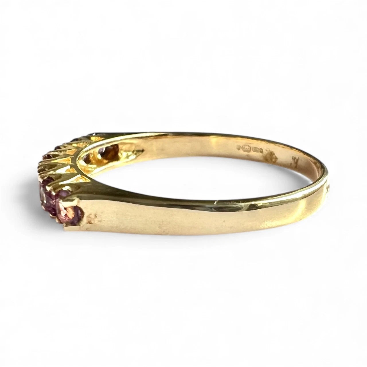 Amethyst Eternity Ring - 9ct Gold - Vintage - Size M 1/2