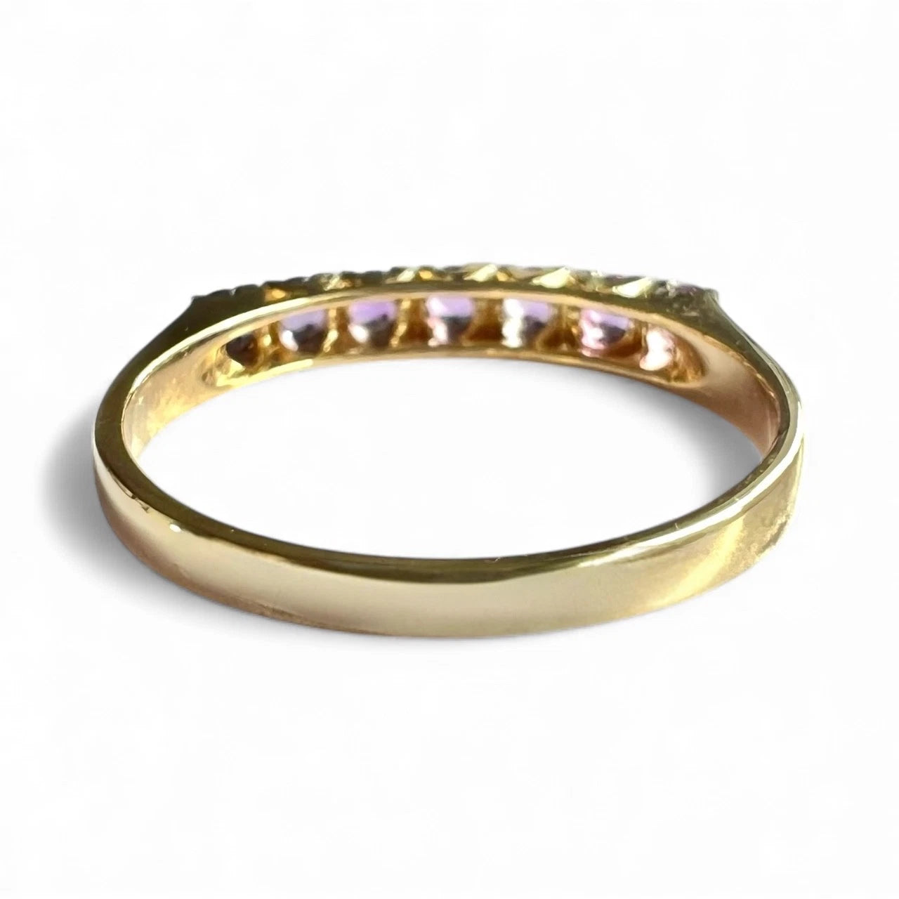 Amethyst Eternity Ring - 9ct Gold - Vintage - Size M 1/2
