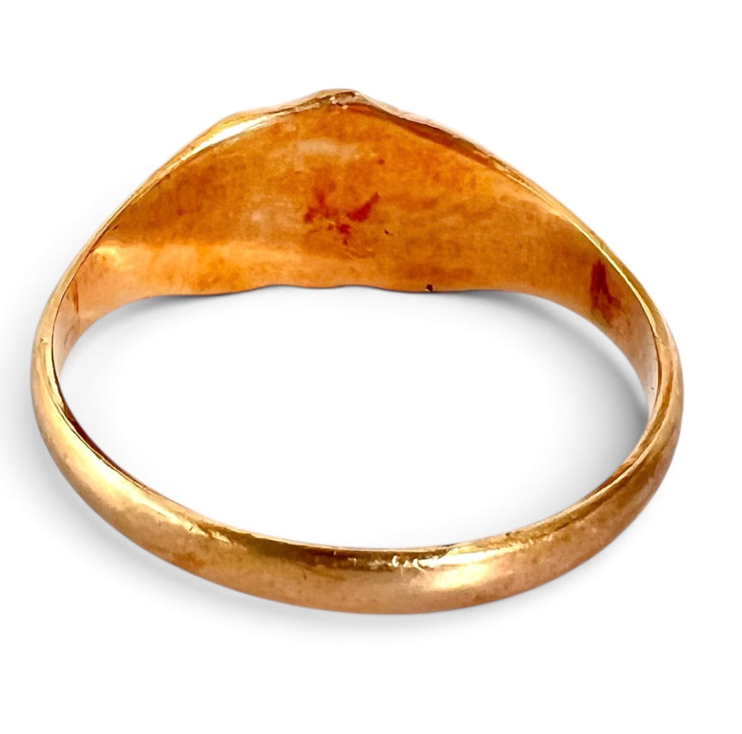 Vintage Yellow Gold Shield Signet Ring 3.04g Engravable Unisex Size S