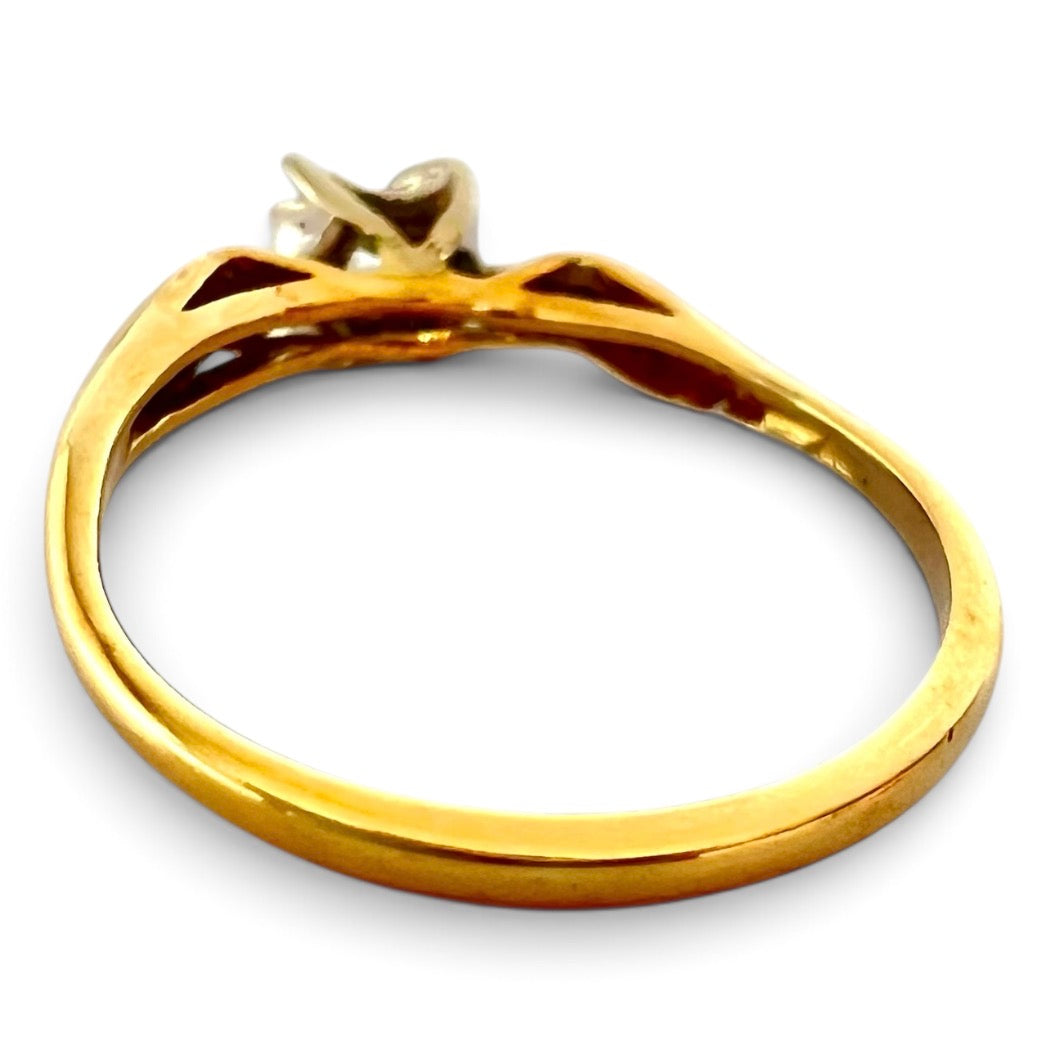 Vintage 18ct Yellow & White Gold Diamond Solitaire Ring 18CT Size K½