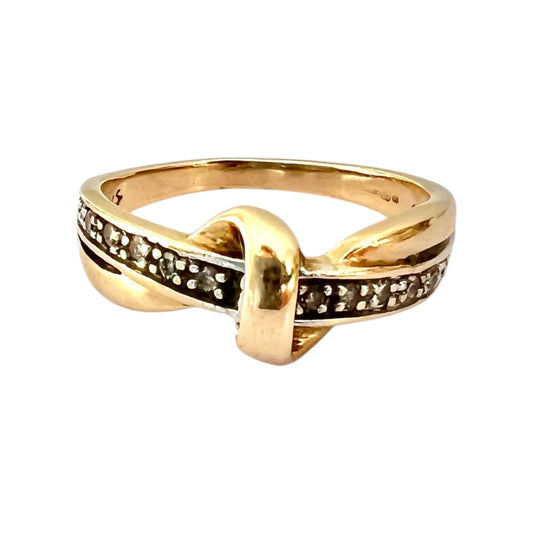 Diamond Knot Ring - Vintage - 9ct Gold Hallmarked - Size J