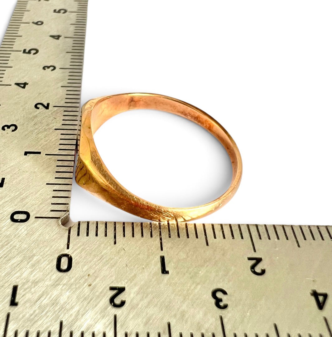 Vintage Yellow Gold Shield Signet Ring 3.04g Engravable Unisex Size S