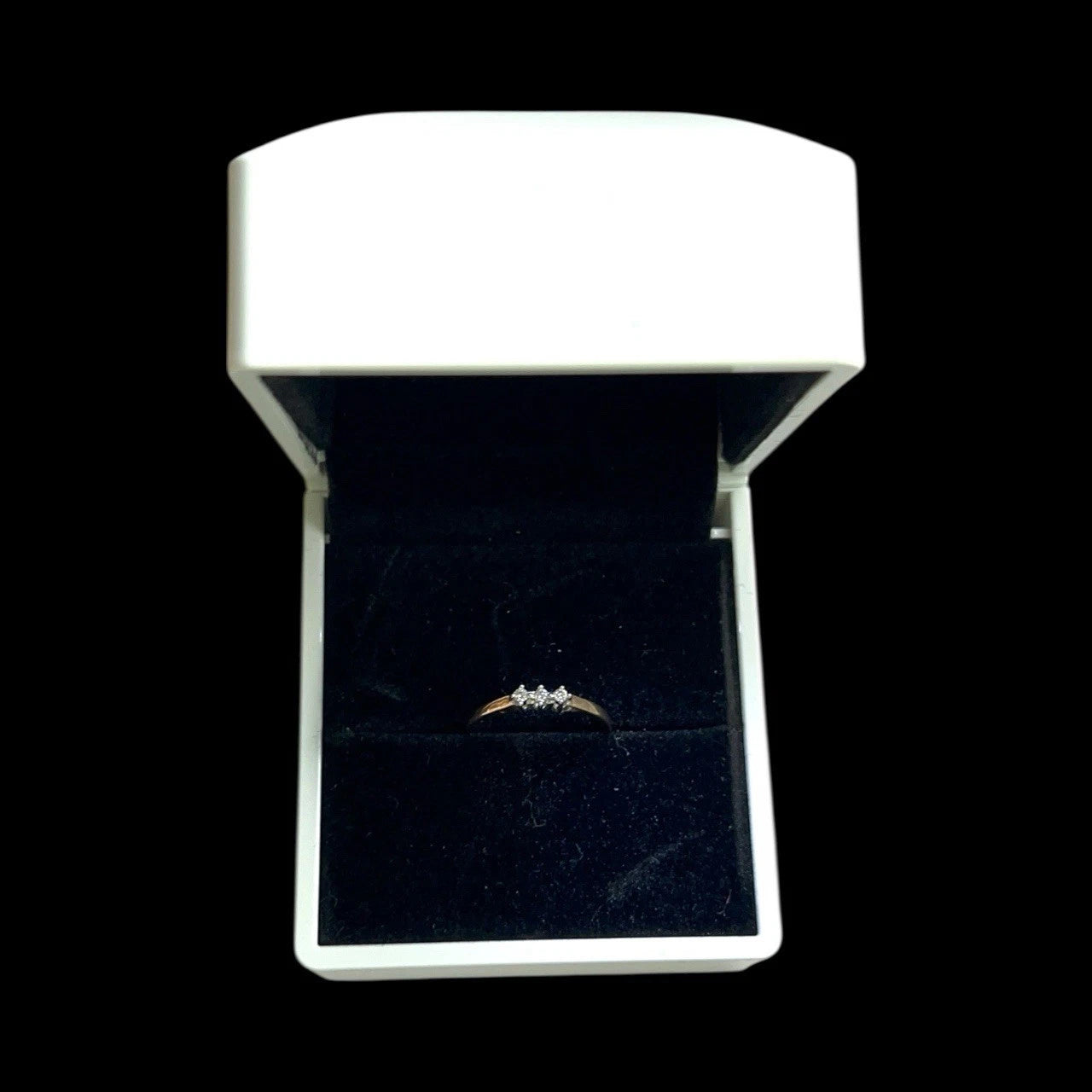 Diamond Three Stone Ring - 9ct Gold - Vintage - Size M 1/2