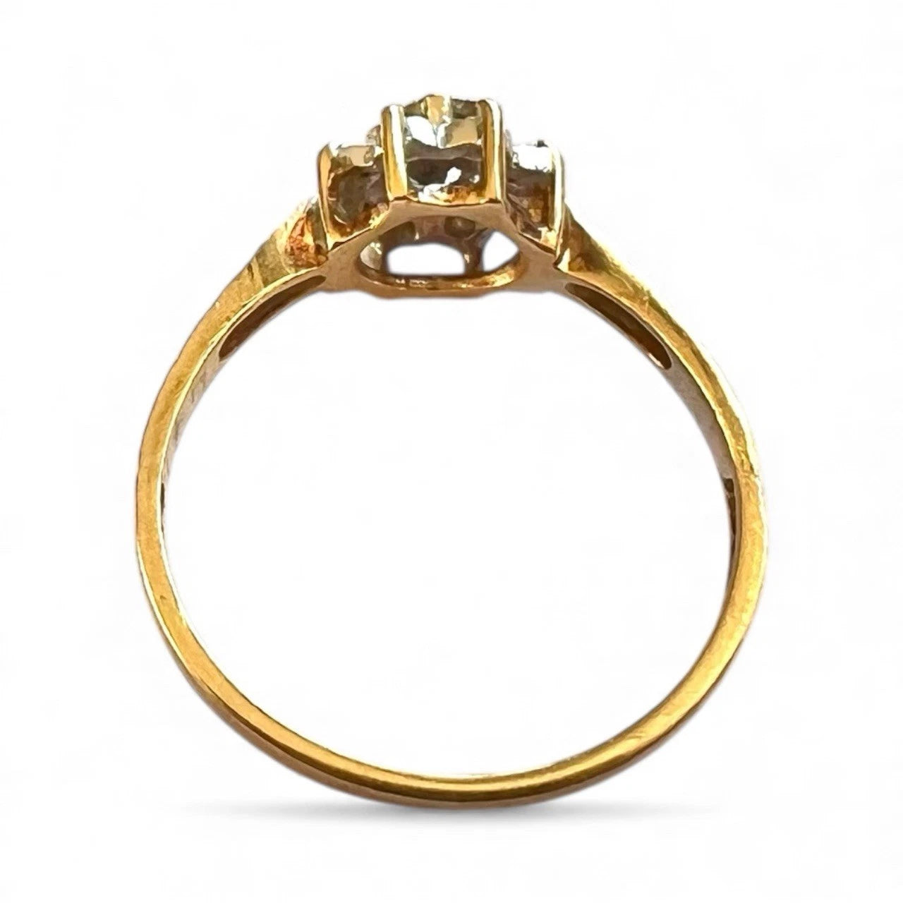 Diamond Flower Cluster Ring - 9ct Gold - Vintage - Size N