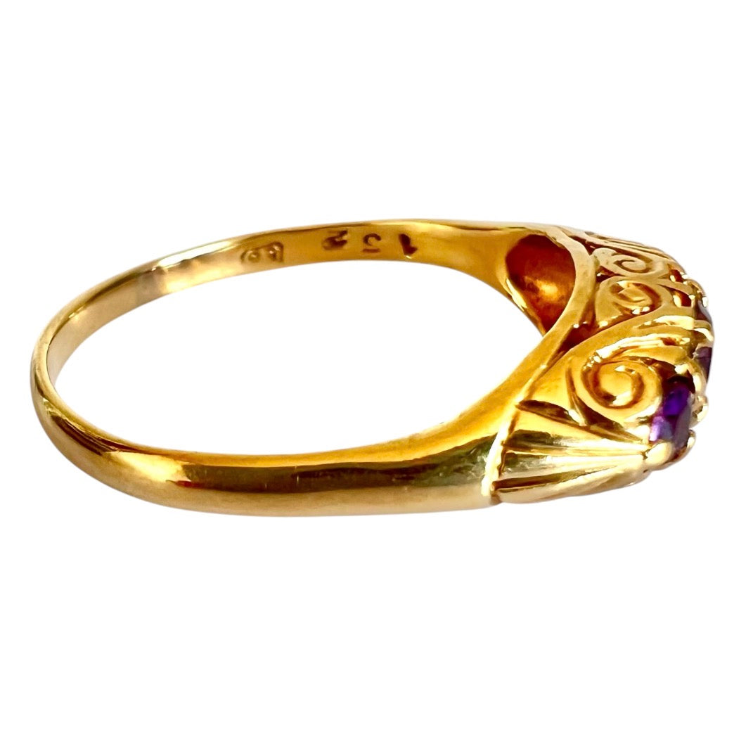 Vintage 9ct Gold Opal & Amethyst Ring – London 1976 – Size U