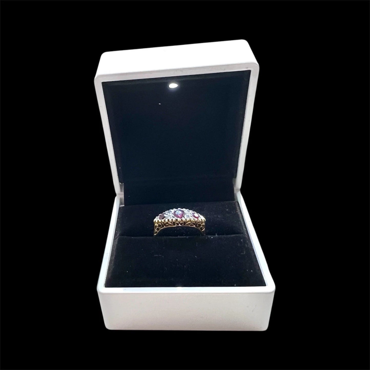 Ruby & Diamond Seven Stone Ring - 18ct Gold - Antique - Size L