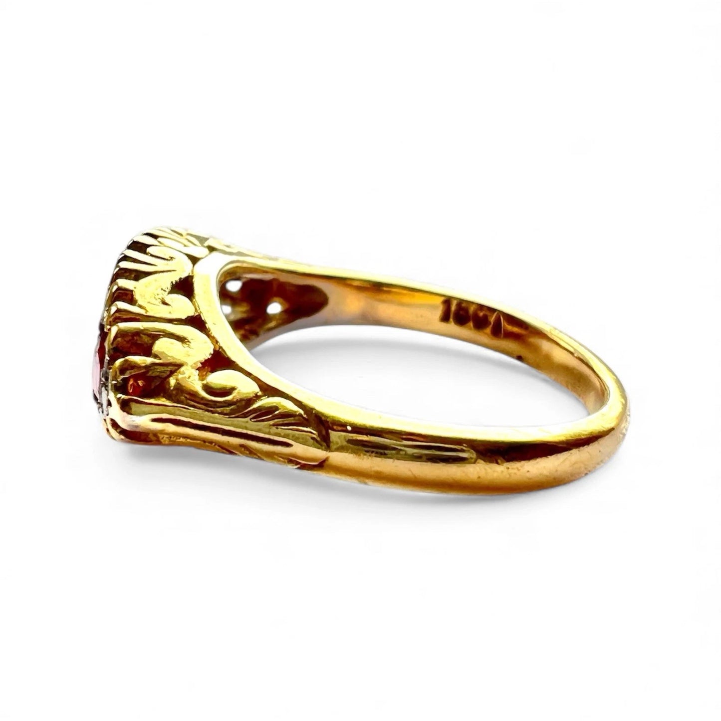 Ruby & Diamond Seven Stone Ring - 18ct Gold - Antique - Size L