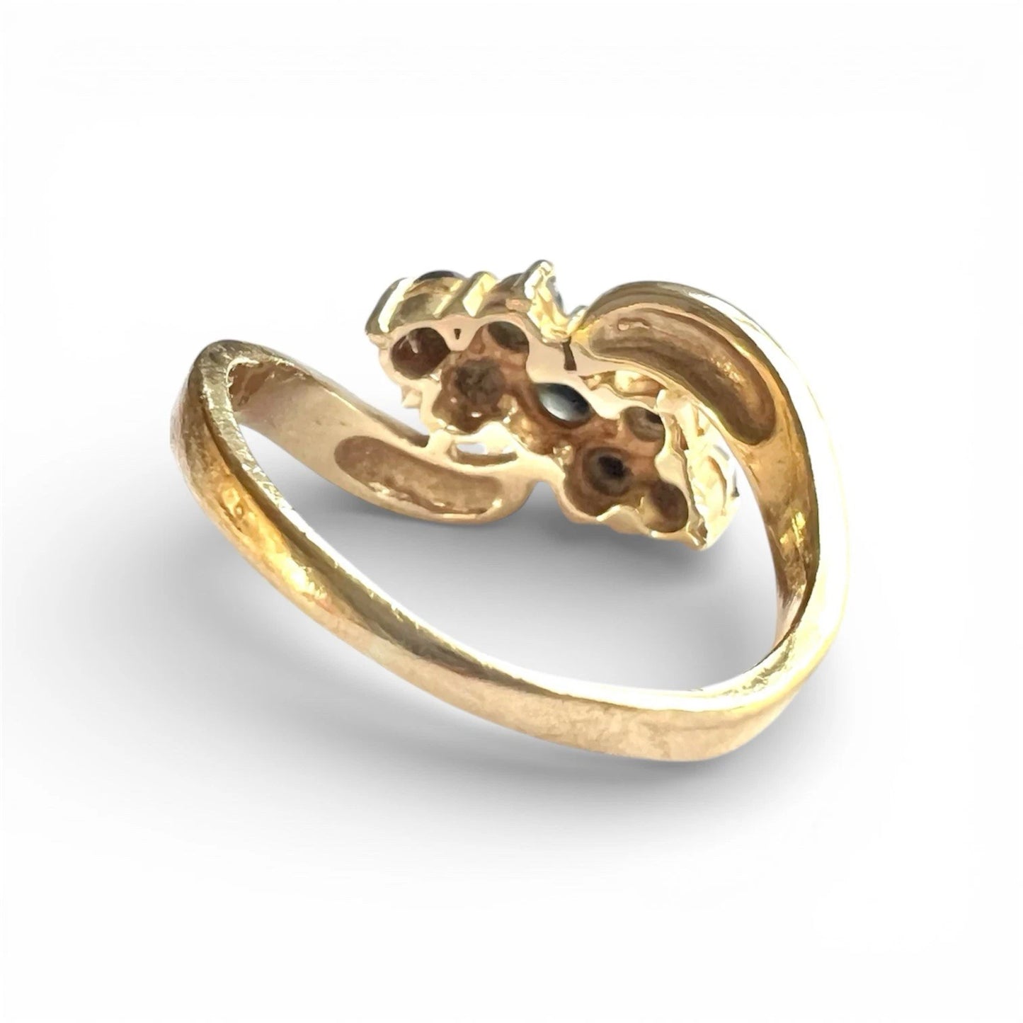 Gold ring  rear view on a white background