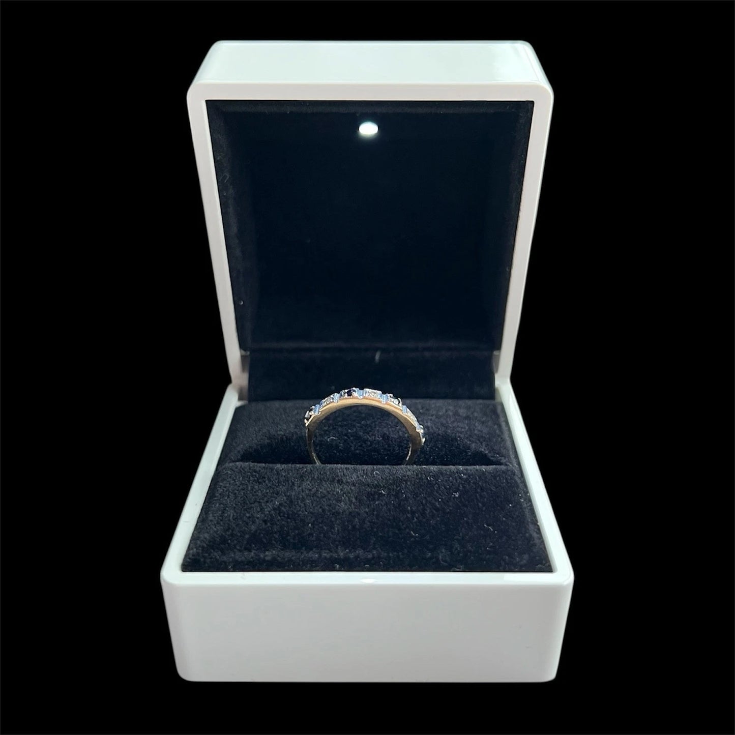 Sapphire & Diamond Eternity Ring - 9ct Gold - Vintage - Size L 1/2