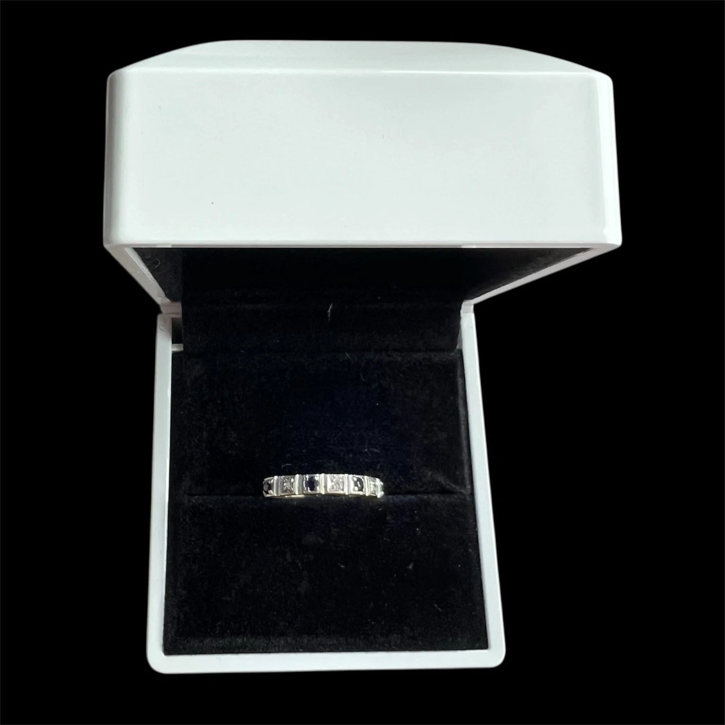 Sapphire & Diamond Eternity Ring - 9ct Gold - Vintage - Size L 1/2