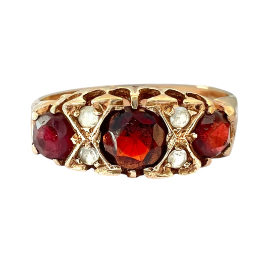 Vintage 9ct Gold Garnet Ring – Birmingham 1972